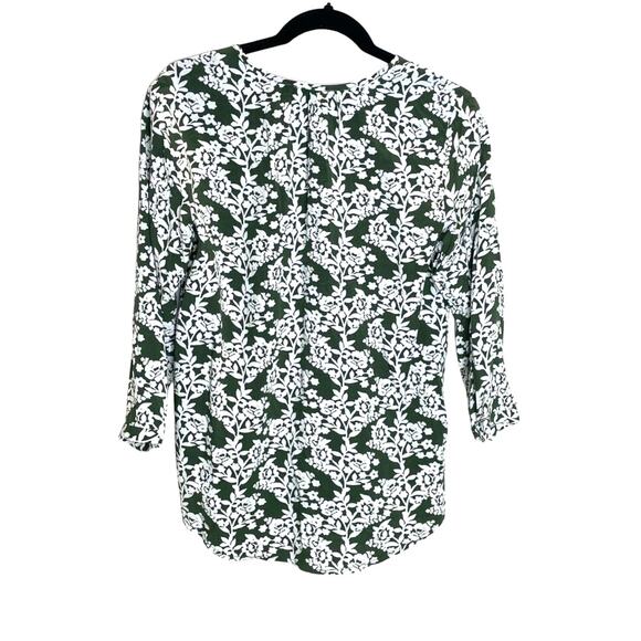 NWOT fun2fun Maley Boho Blouse Size Small Green/White Floral V-Neck 3/4 Sleeves - Picture 4 of 8
